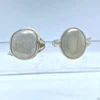 Angel Aura Druzy Silver Cufflinks with Sparkling Oval Texture