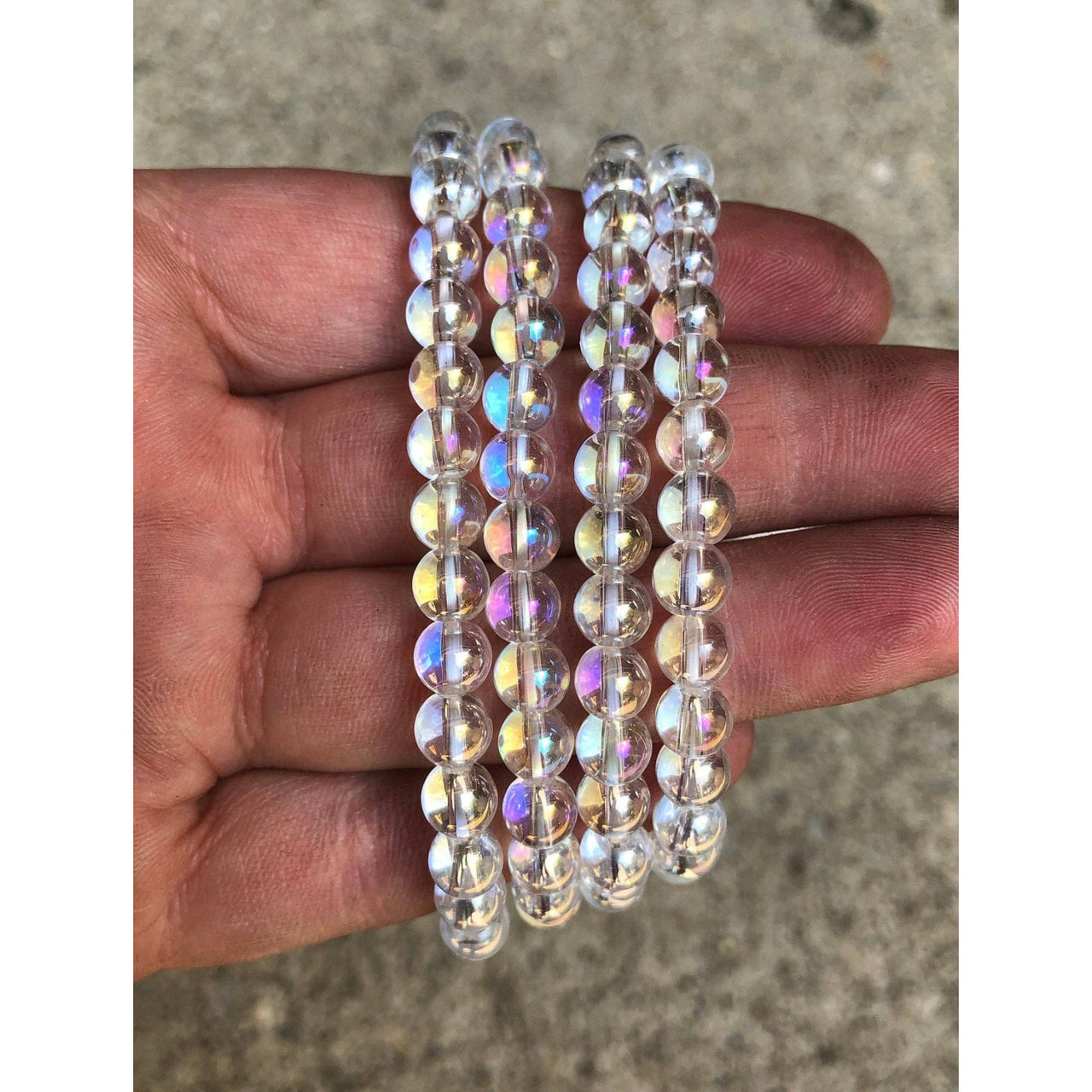 Angel Aura Quartz Elastic Bracelet - 6mm or 8mm Beads