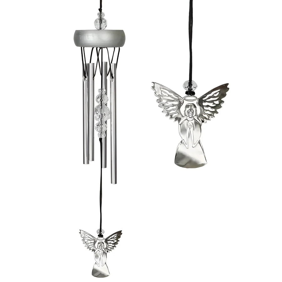 Silver angel wind chimes from Angel Chime Fantasy Woodstock featuring bliss crystals