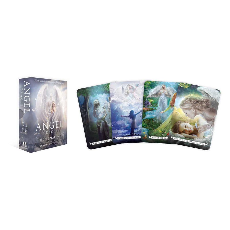 Angel Oracle card deck by Debbie Malone displayed for spiritual guidance and inspiration