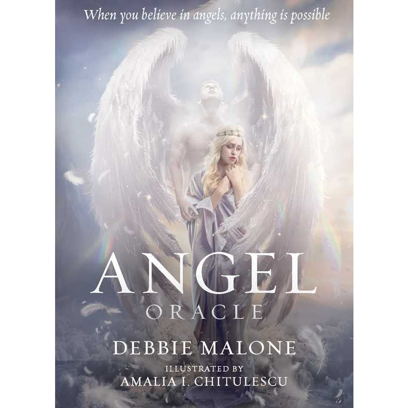 Angel oracle card deck displayed with Angel Oracle by Debbie Malone #LV4196