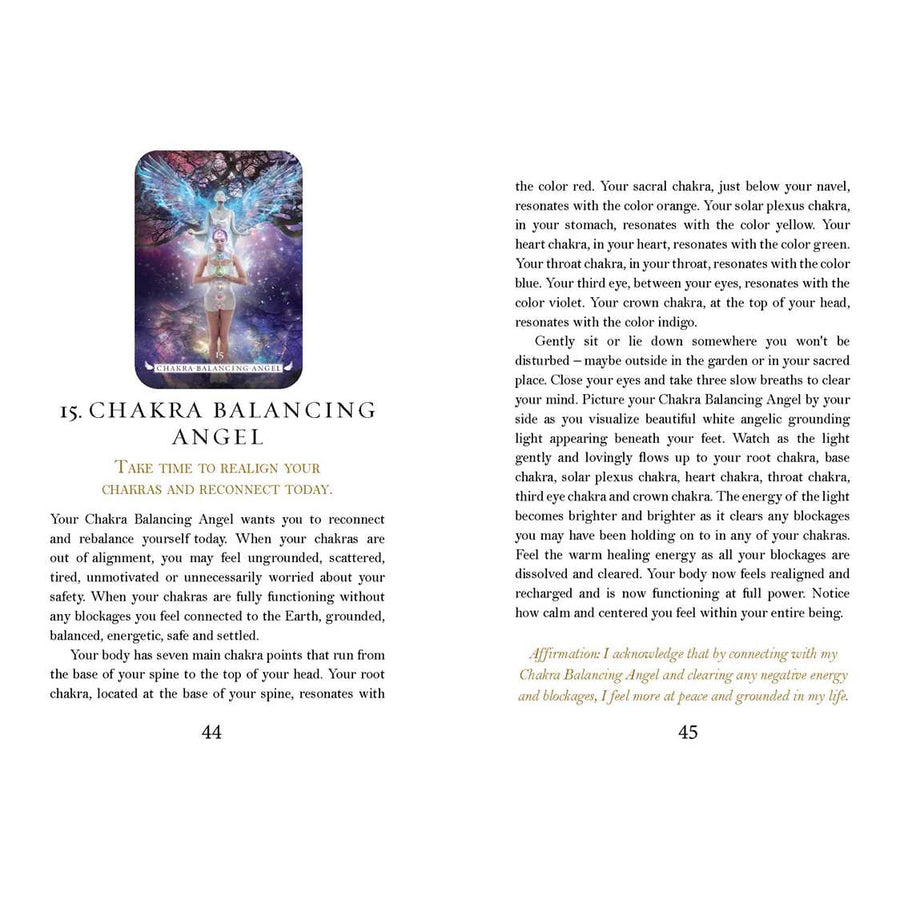 Chakra balancing angel card from Angel Oracle by Debbie Malone LV4196 showing spiritual energy