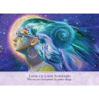 Angel Power Wisdom Cards #LV9577: Woman with blue-green hair, ornate mask, hoop earrings
