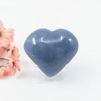 Angelite 2.4’’ blue heart-shaped soap bar with glossy floral finish #BC0128