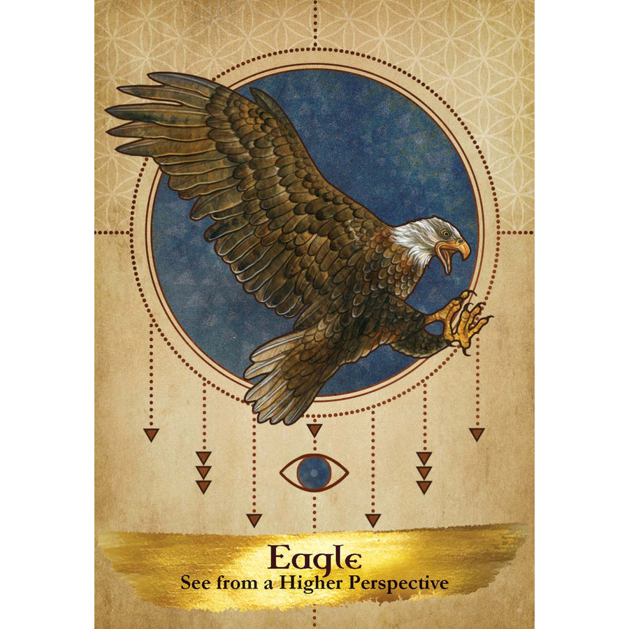 Bald eagle with outstretched wings in Angels and Ancestors Oracle Deck LV9597