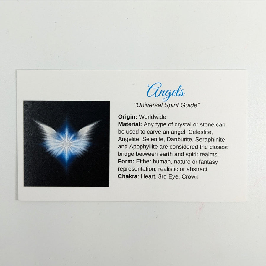 Angel crystal information card featuring Rutilated Quartz for angel crystal information