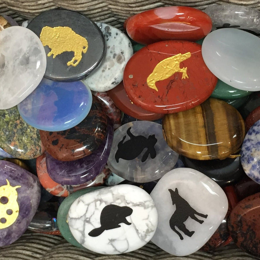 Basket full of colorful rocks from Animal Palm Stone #T389D