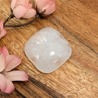 Thumbnail for Translucent rounded square-shaped Apophyllite gemstone palm stone 1.1 inches