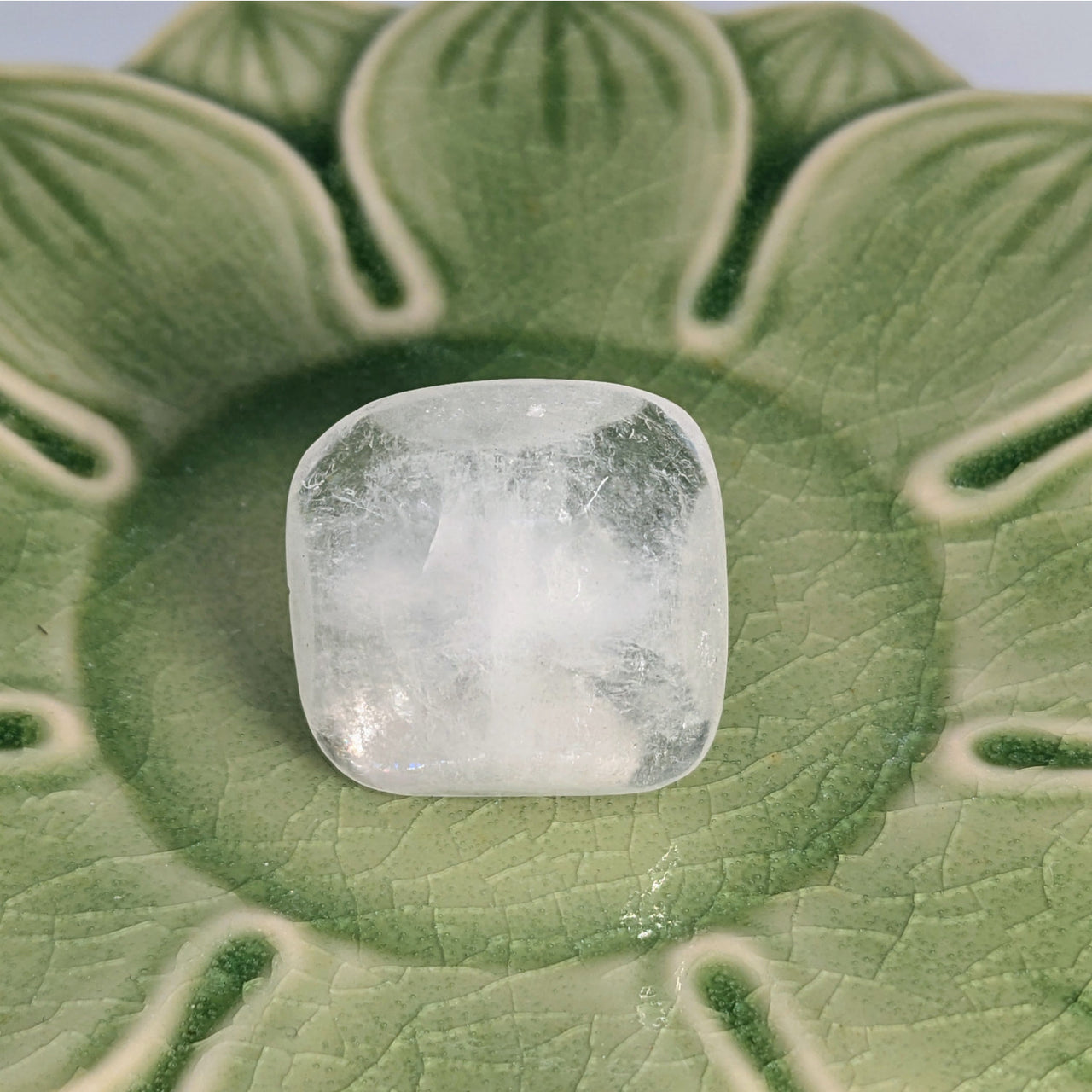 Translucent rounded cube Apophyllite 1 inch A+ Gem LV7255 on display