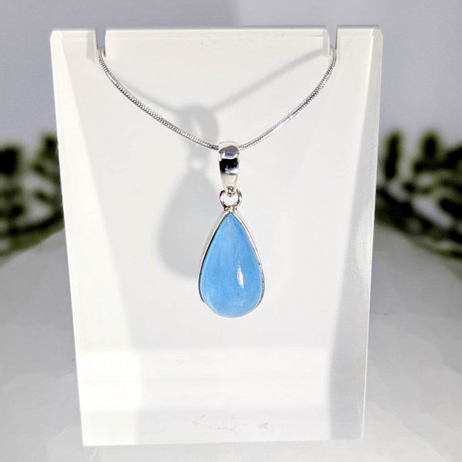 Aquamarine 1-inch teardrop pendant #BC1099 with light blue gemstone