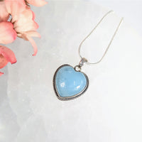 Aquamarine.8’’ Heart Pendant S.S. #LV9717 - $145