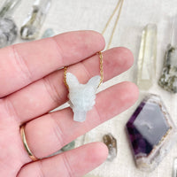 Delicate gold chain with translucent white jade fox pendant, LV9096