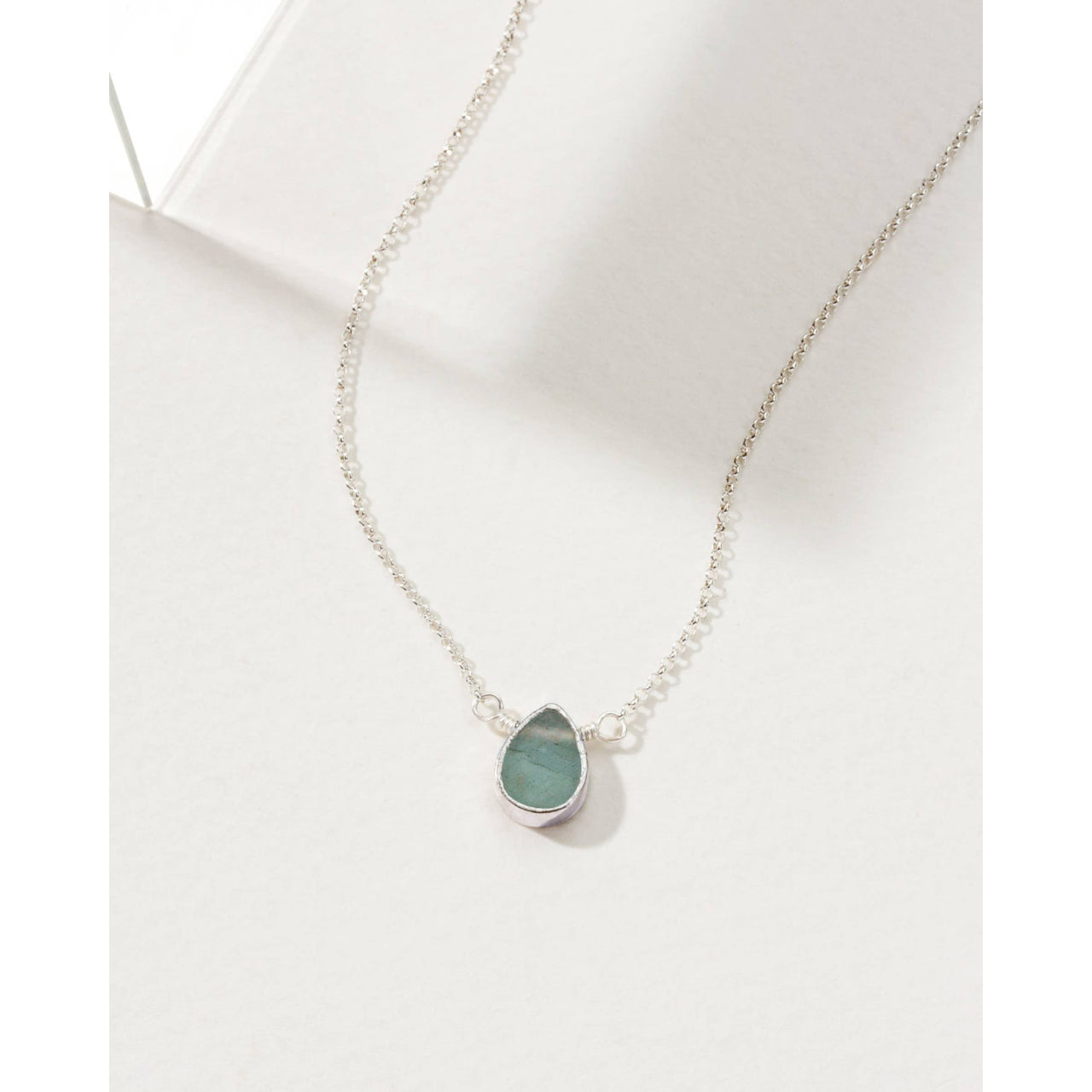 Aquamarine Delicate Gemstone Silver Necklace #LV9107 $39