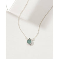 Aquamarine Delicate Gemstone Silver Necklace #LV9107 $39