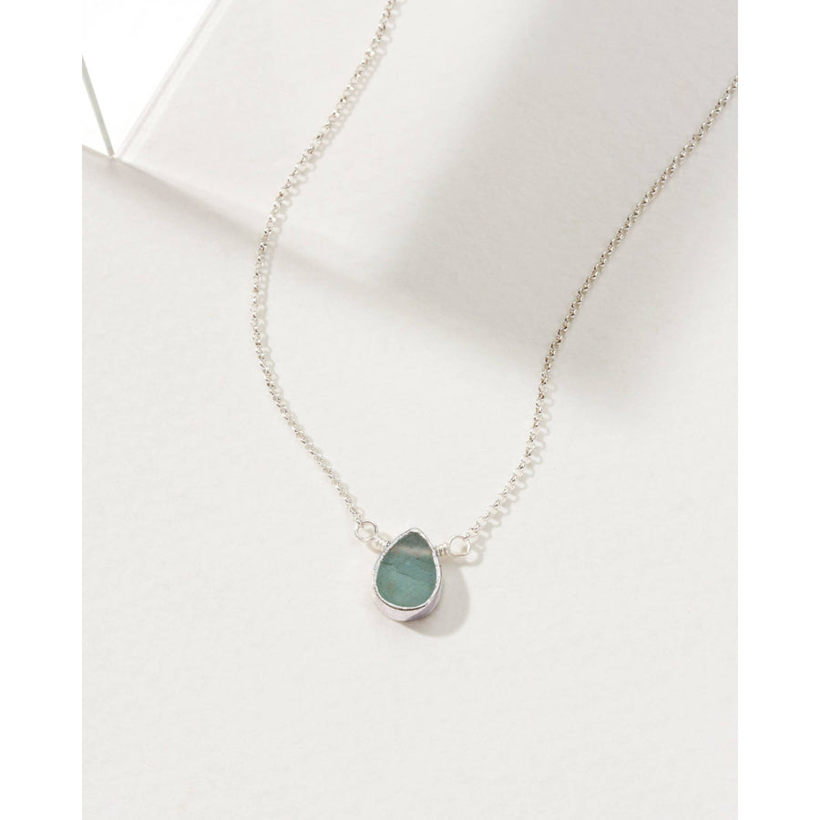 Aquamarine Delicate Gemstone Silver Necklace #LV9107 $39
