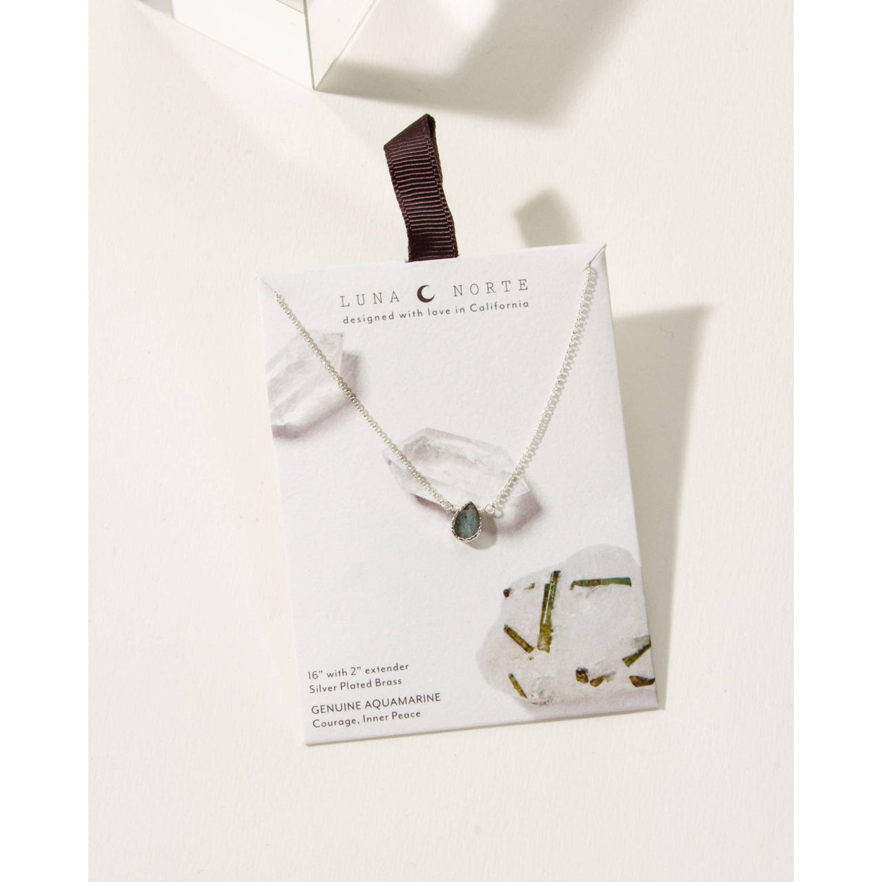 Aquamarine Delicate Gemstone Silver Necklace #LV9107 $39