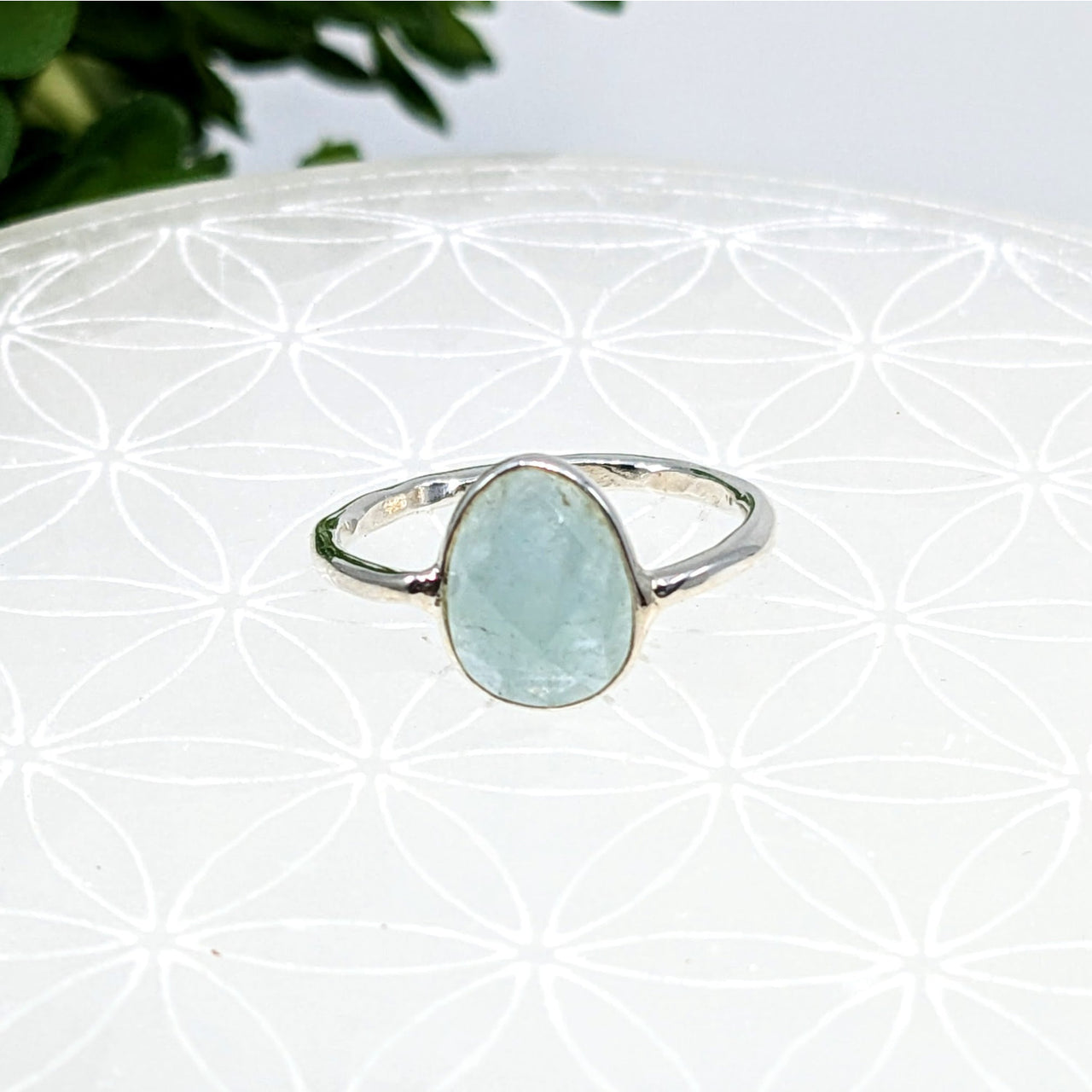 Aquamarine Faceted Dainty Ring #LV6854 - $52