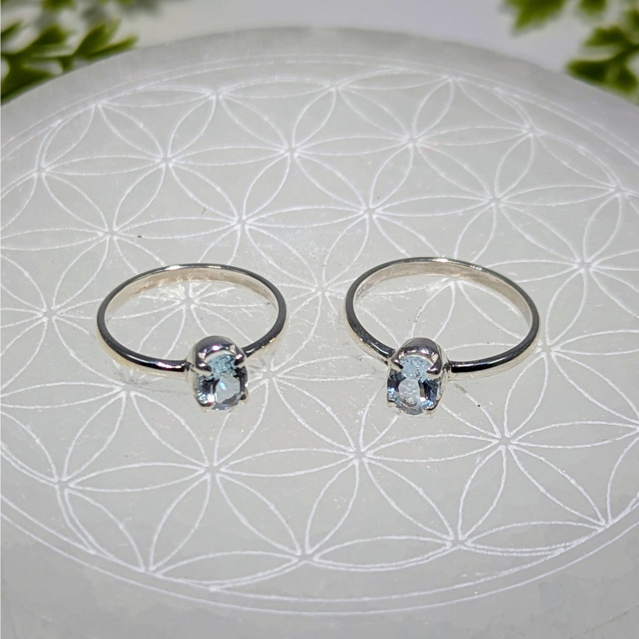 Aquamarine sterling silver oval faceted ring size 7-8 #BC0391