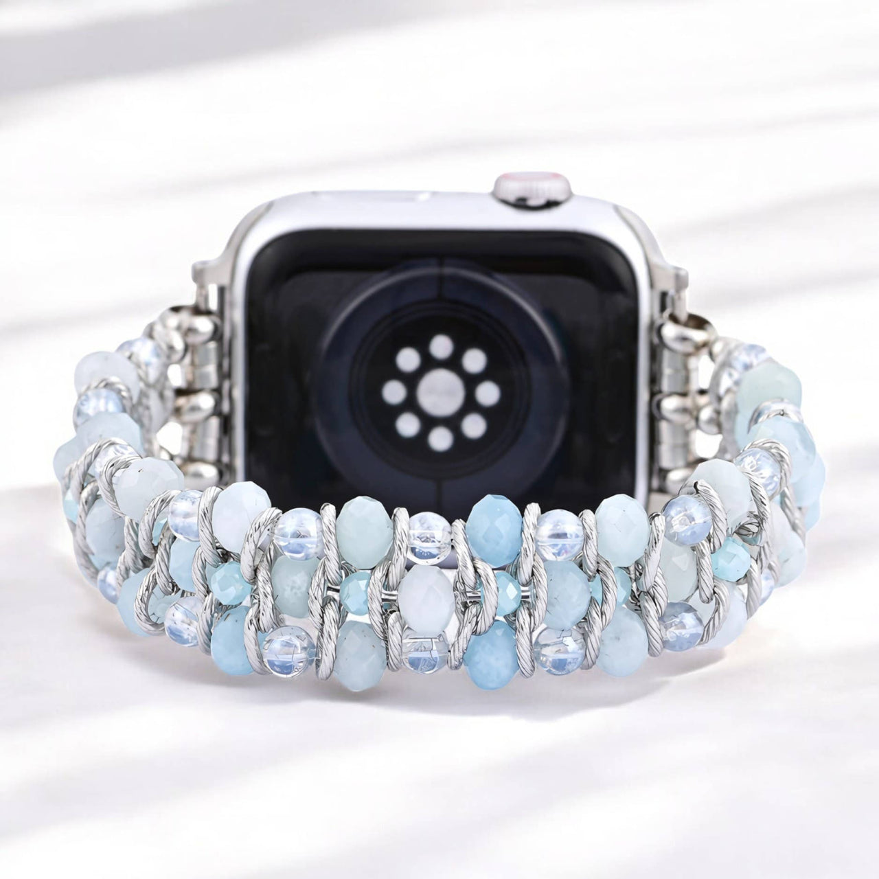 Aquamarine Sapphire Braided Apple Watch Strap #LV9177
