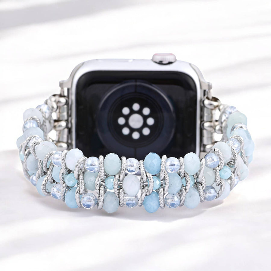 Aquamarine Sapphire Braided Apple Watch Strap #LV9177