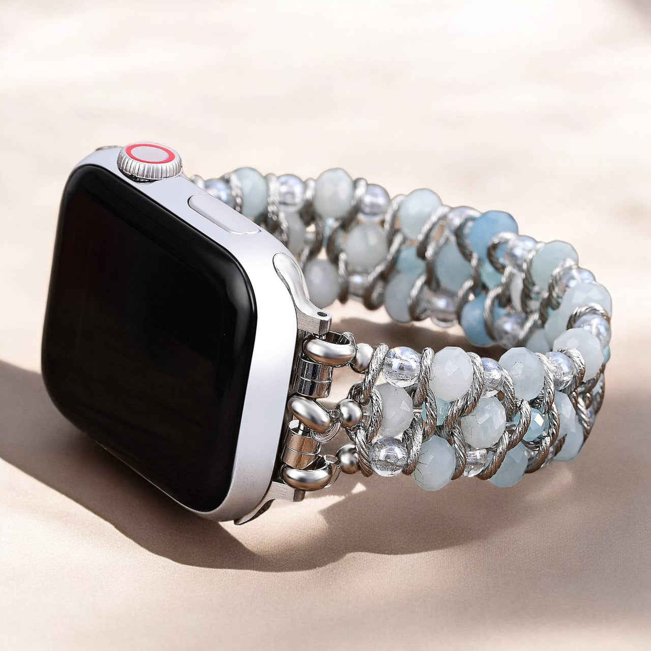 Aquamarine Sapphire Braided Apple Watch Strap #LV9177