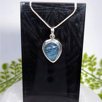 Aquamarine sterling silver teardrop pendant BC0393 blue aventurine