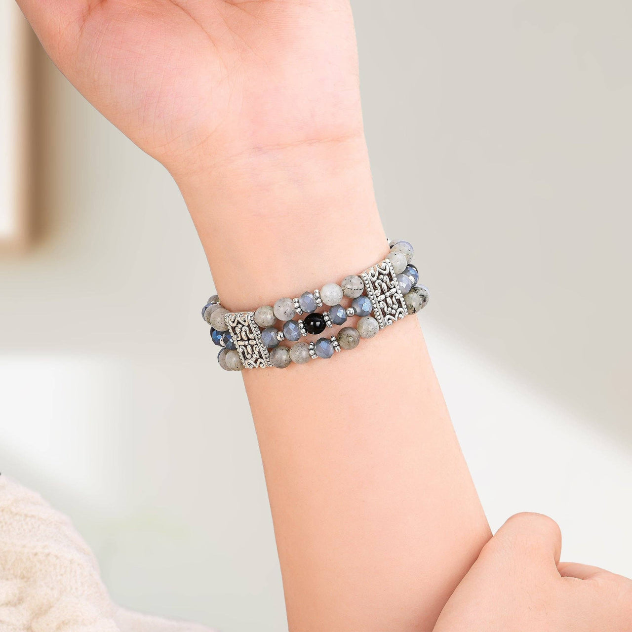 Artisanal Labradorite Indigo Stretch Apple Watch Strap #BC0532