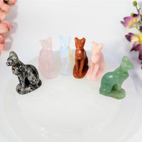 Assorted crystal 1.6’’ Egyptian cat carvings in 5 natural stones #BC0350