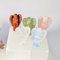Assorted 1’’ mini crystal angel figurines in 5 natural stones