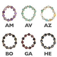 Assorted crystal 4mm faceted stretch bracelets with gemstones and gold beads