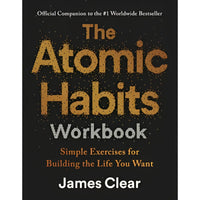 The Atomic Habits Workbook by James Clear, black cover with gold and white text