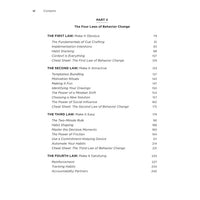 Table of contents for part II The four laws of behavior change in Atomic Habits Workbook by James Clear BC0482