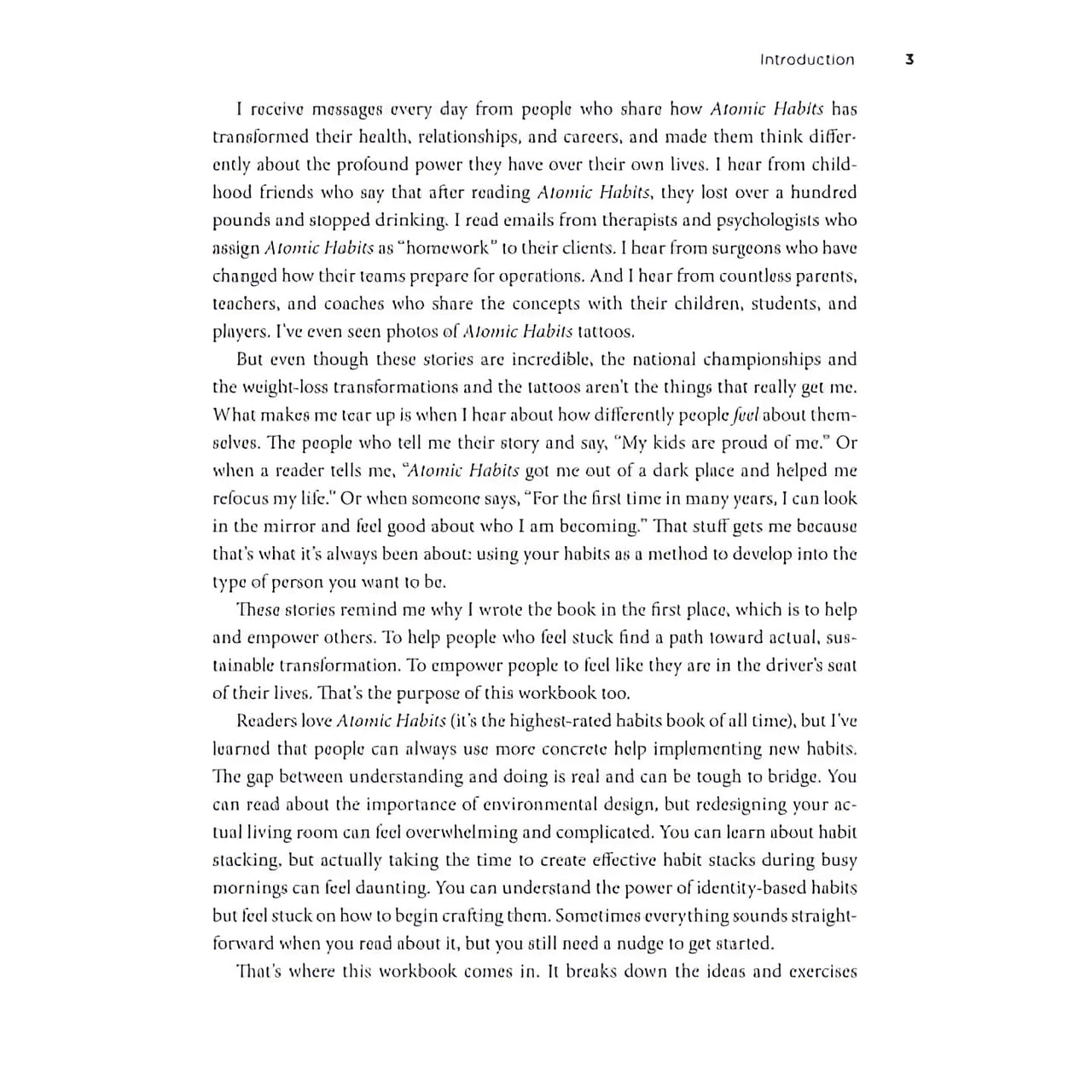 Atomic Habits book introduction page in The Atomic Habits Workbook by James Clear #BC0482