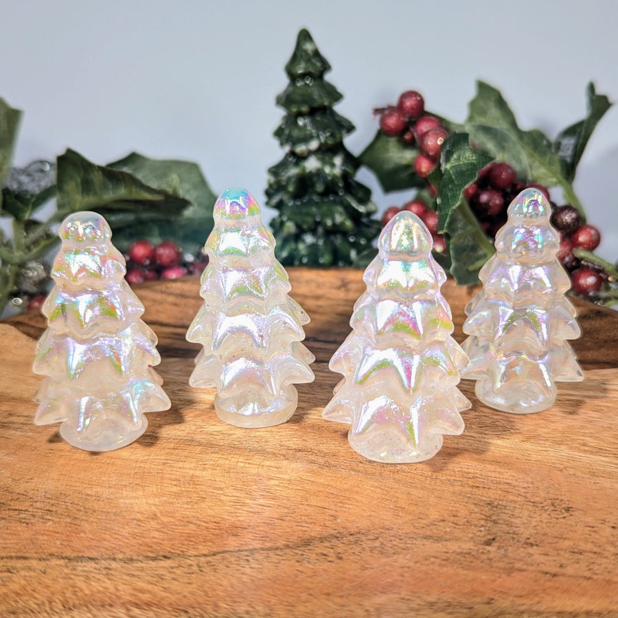 Iridescent Aura Quartz 1.8-inch Christmas tree ornaments, set of 6 #BC0103