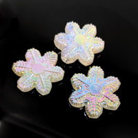 Iridescent Aura Quartz snowflake resin charms with hexagonal center
