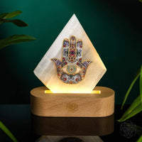 Aura Spa Selenite Hamsa Hand Mood Lamp LV9546