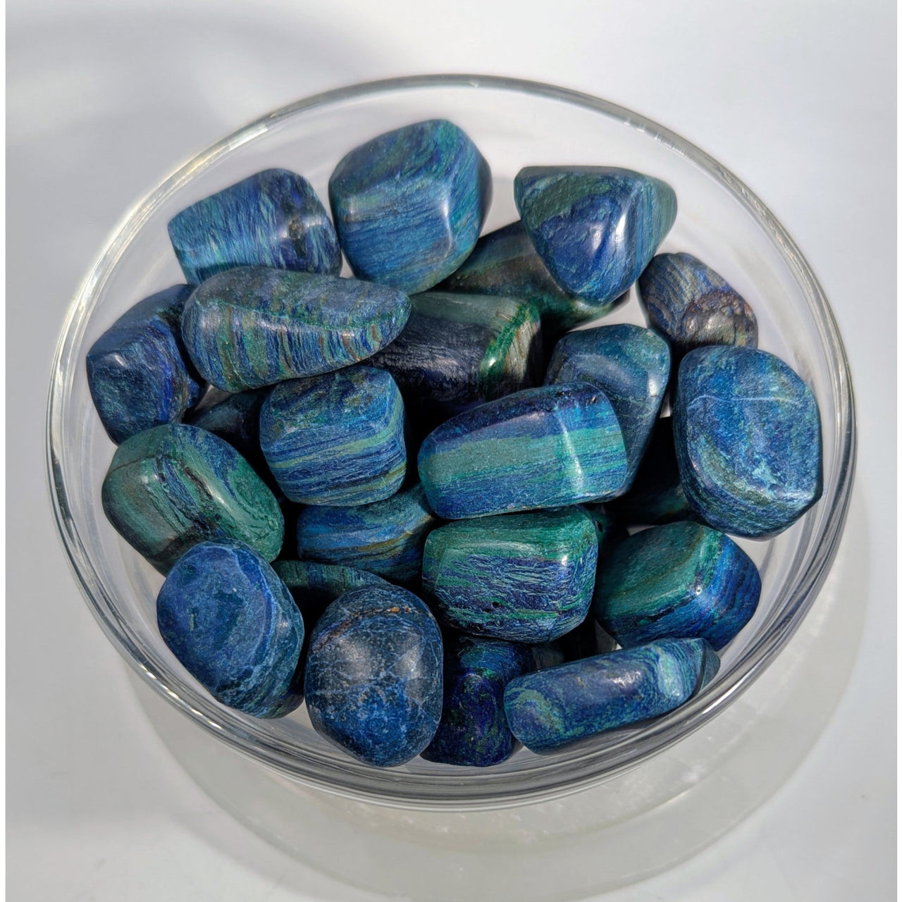Azurite + Malachite Matte Tumbled Stone #SK6449 in blue and green stripes