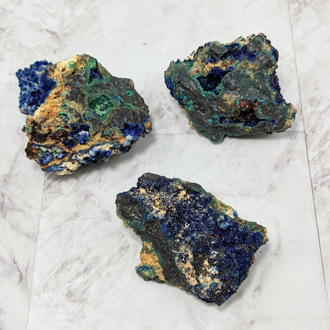 Azurite Rough Stone Specimen #SK9069 on marble - Best online crystal from our shop