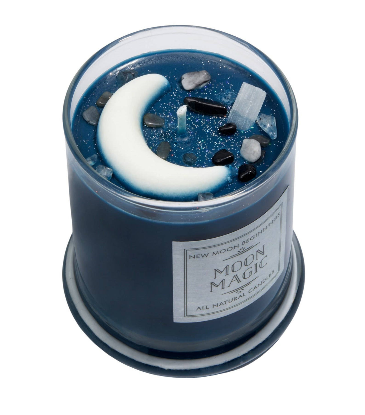 Moon Magic Crystal Candle- Ritual Candles, 12oz Round Glass Soy Candle #LV5591