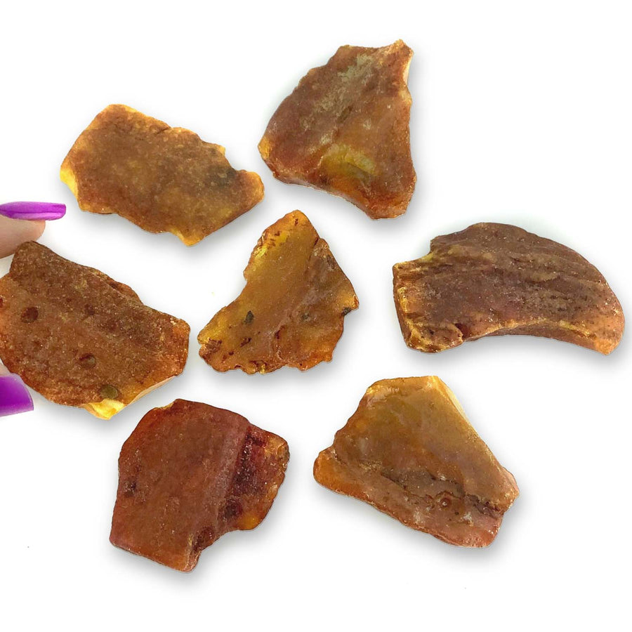 Baltic Amber Rough Stone from Russia with broken amber-colored sea glass pieces