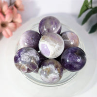 Banded Amethyst 1’’ Mini Sphere Marble #BC0330 in glass bowl