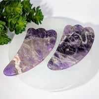 Banded Amethyst 4-inch Guasha Massage Tool with Marbled Purple Pattern