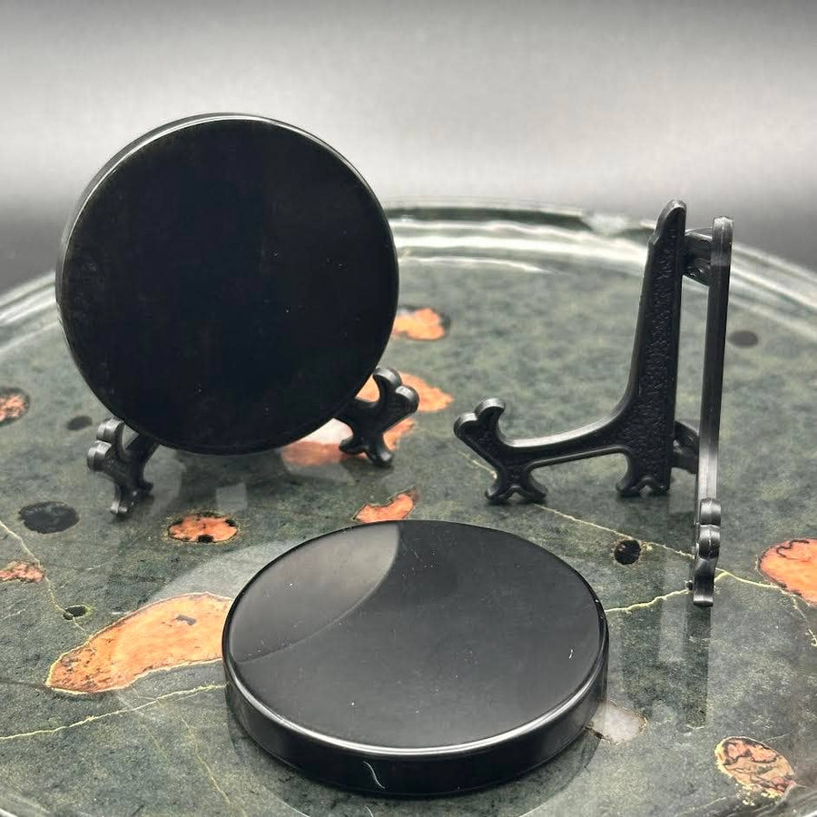 Obsidian Scrying Mirror 2" with Stand #BC0575