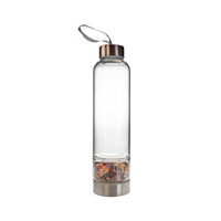 Glass Water Bottle with Crystal Compartment and Sleeve - includes mini crystals #BC0557