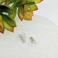 Thumbnail for Two silver-toned butterfly-shaped stud earrings with rhinestones for bead cone 16mm finding