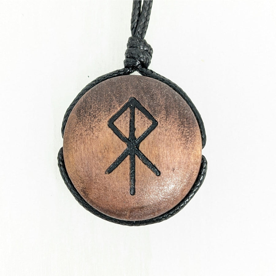Wooden rune pendant on black cord for the Bind Rune Necklace 18-30 inches adjustable