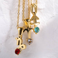Birthstone Astrology Zodiac Necklace - You Choose Sign