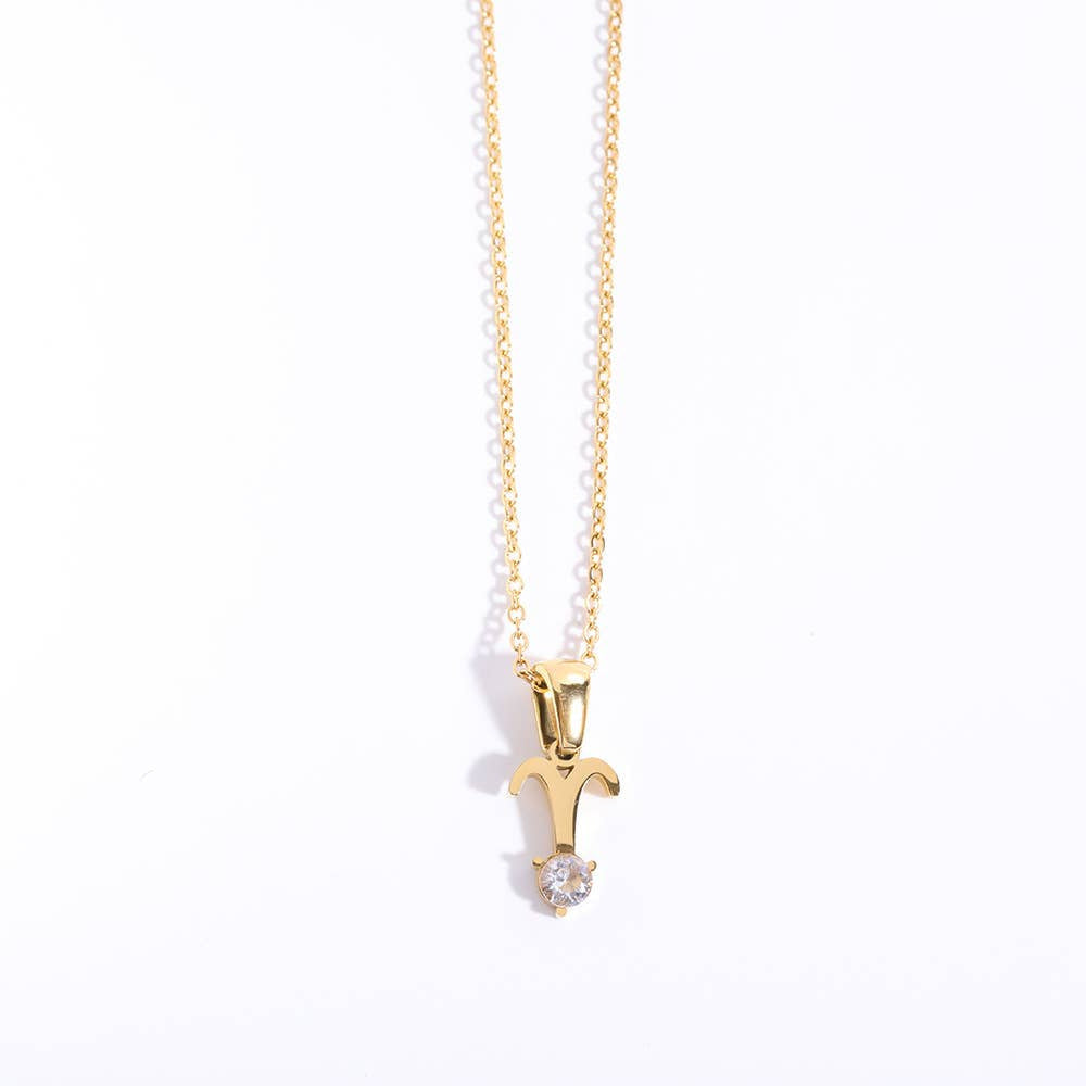 Birthstone Astrology Zodiac Necklace - You Choose Sign