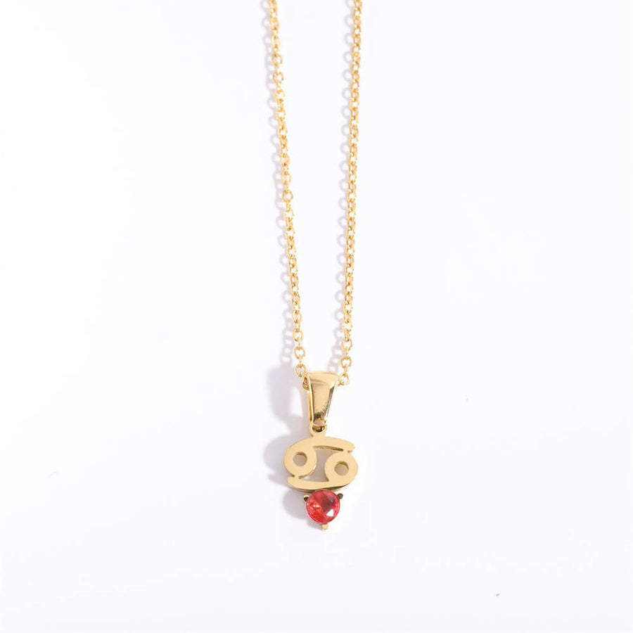 Birthstone Astrology Zodiac Necklace - You Choose Sign