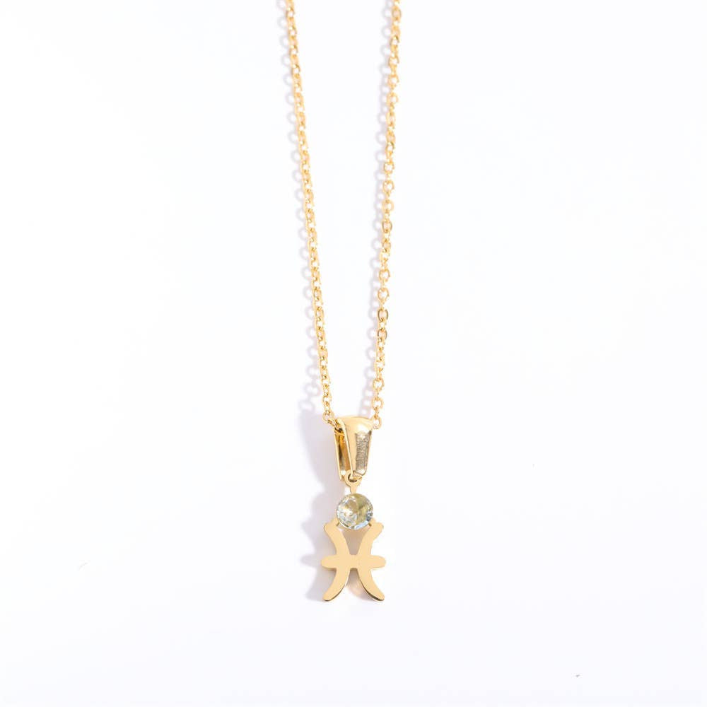 Birthstone Astrology Zodiac Necklace - You Choose Sign